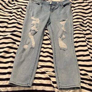 Judy Blue Light Blue Distressed Skinny Jeans